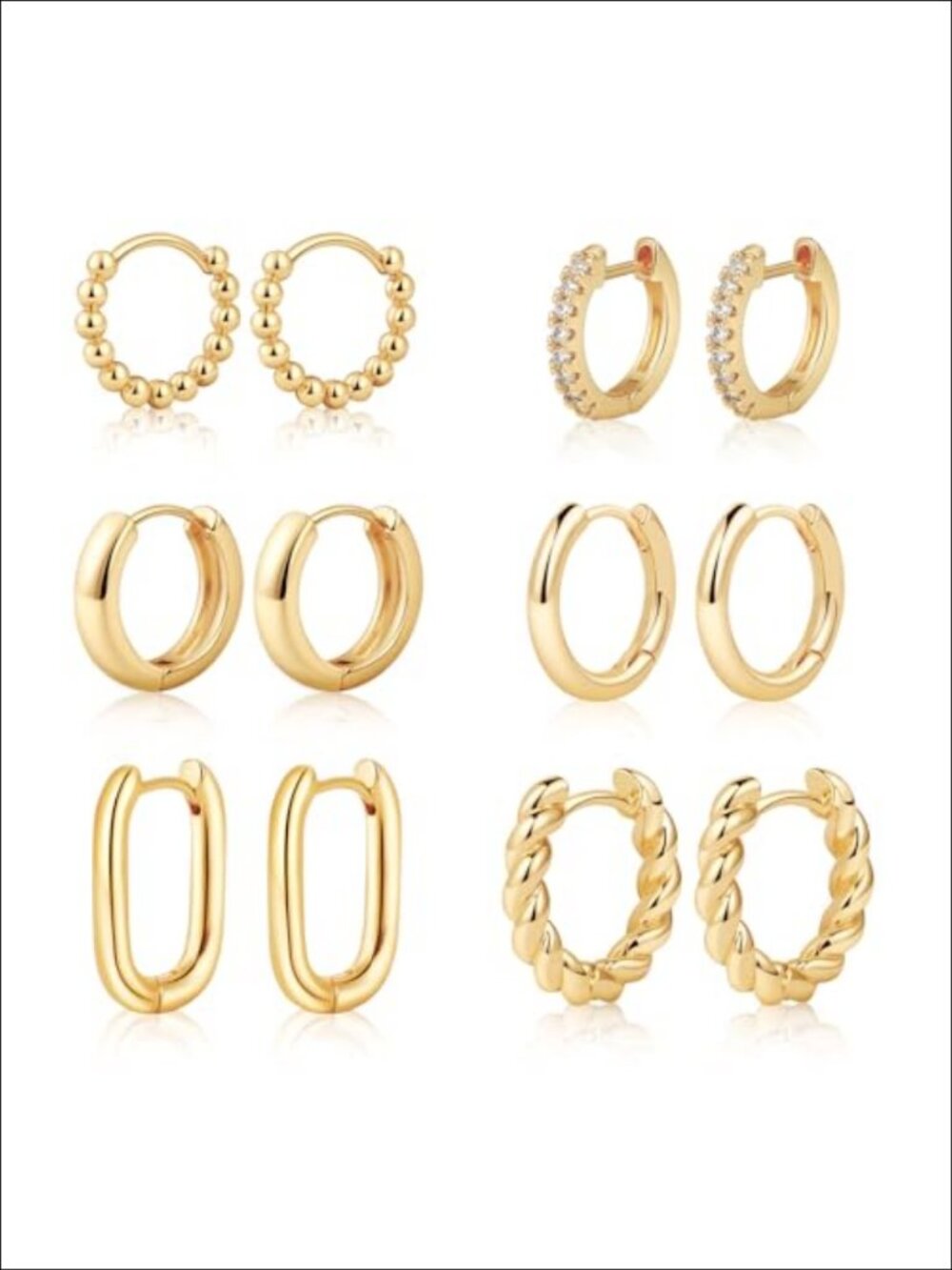 14K Gold Plated Chunky Hoop Earrings Set Twisted Huggie Hypoallergenic